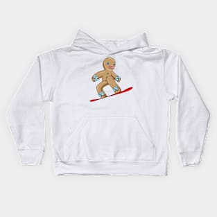 Gingerbread man Christmas Snowboard Kids Hoodie